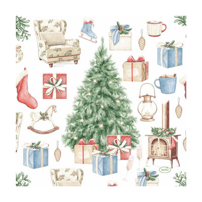 Duni Servietten Baum und Geschenk 33x33cm