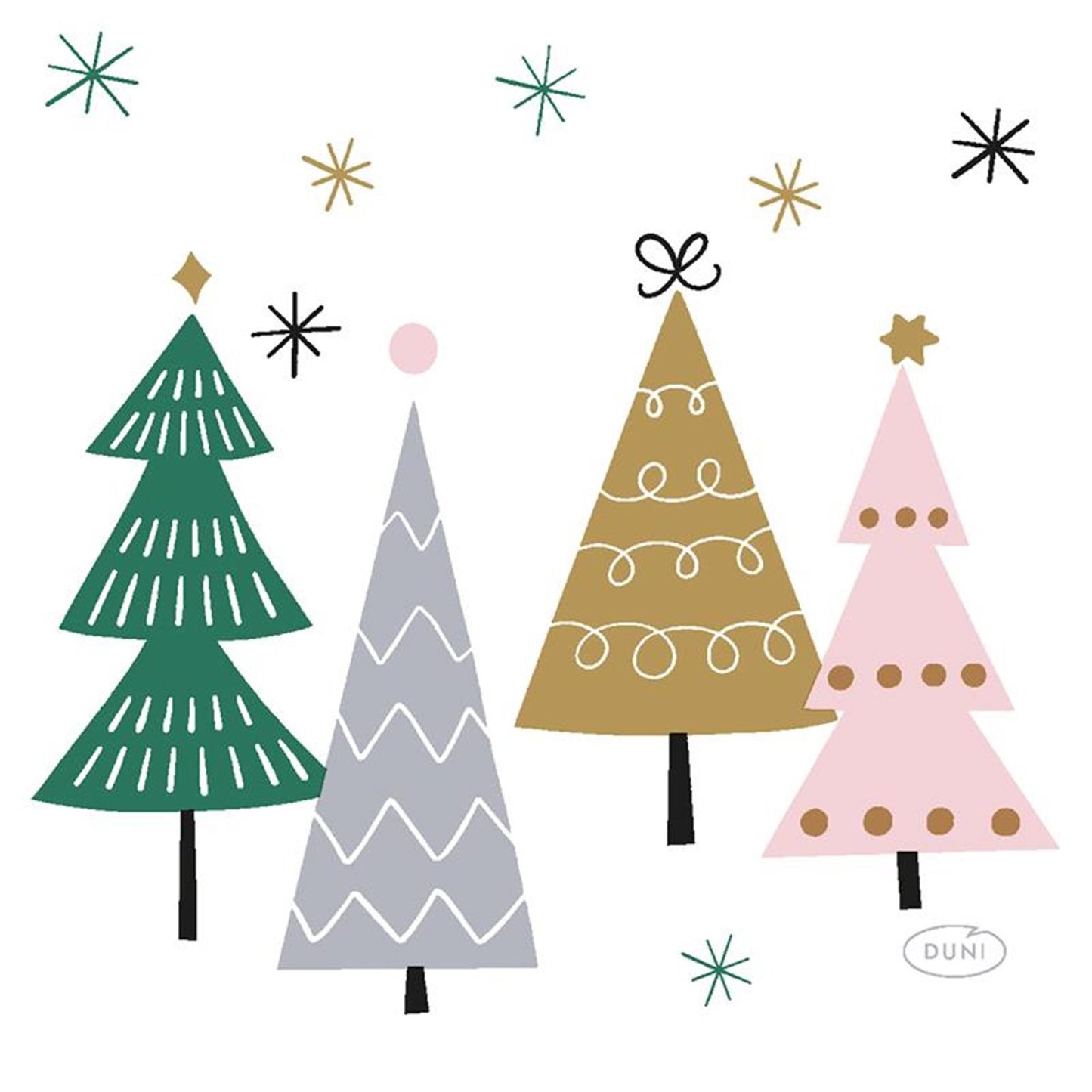Duni Servietten Weihnachtsbäume 24x24cm