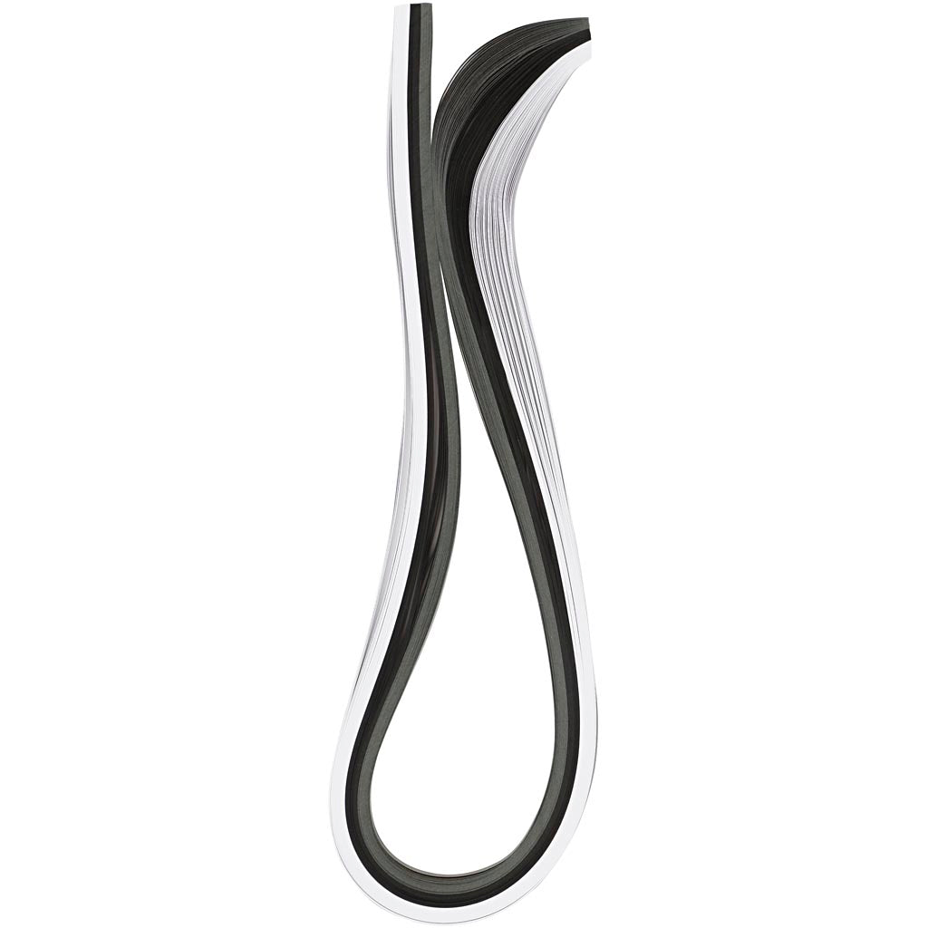 Creativ Company Quilling-Streifen, L: 78 cm, B: 5 mm, 120 g, Schwarz, Grau, Weiß, 100 Stück 1 Box