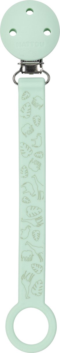 Nattou Silikon - Schnullerkette mit Universalbefestigung - 21 cm - mintgrünes Muster