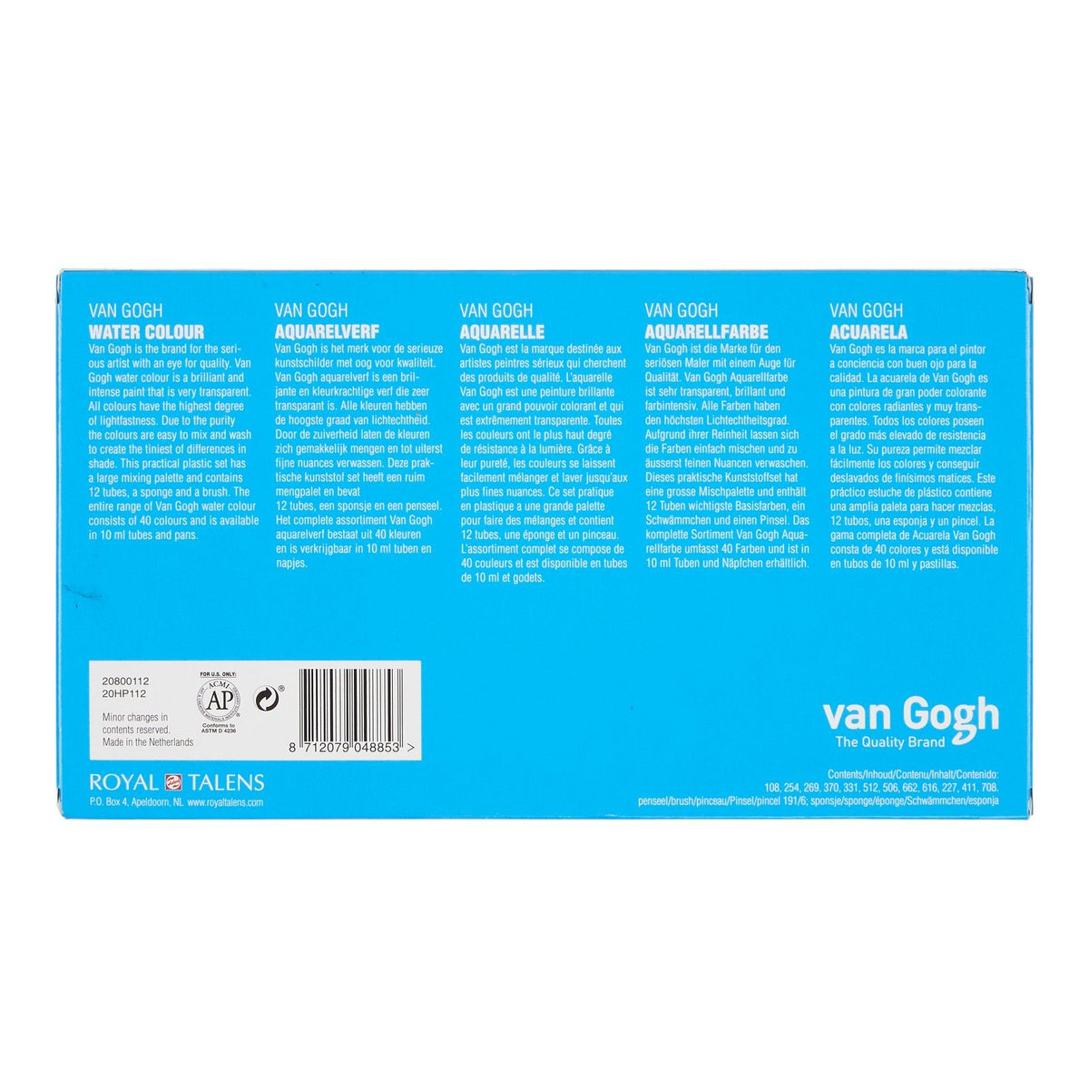 Van Gogh • Aquarellfarben-Set im Kunststoffkoffer mit 12 Farben in 10-ml-Tuben