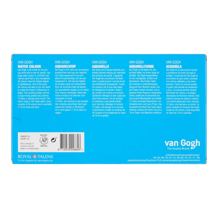 Van Gogh • Aquarellfarben-Set im Kunststoffkoffer mit 12 Farben in 10-ml-Tuben