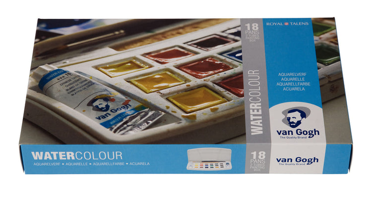 Van Gogh • Aquarellfarben-Set im Kunststoffkoffer mit 18 Farben in halben Näpfchen und 2 Farben in 10-ml-Tuben