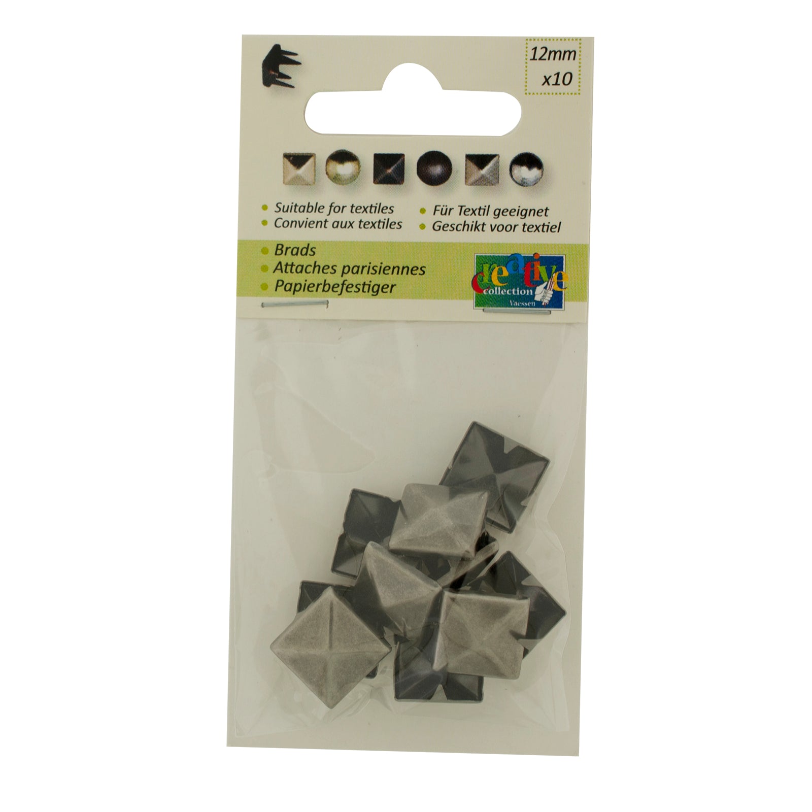Vaessen creative • Ohrstecker quadratisch 12x12mm 10 Stück Antiksilber