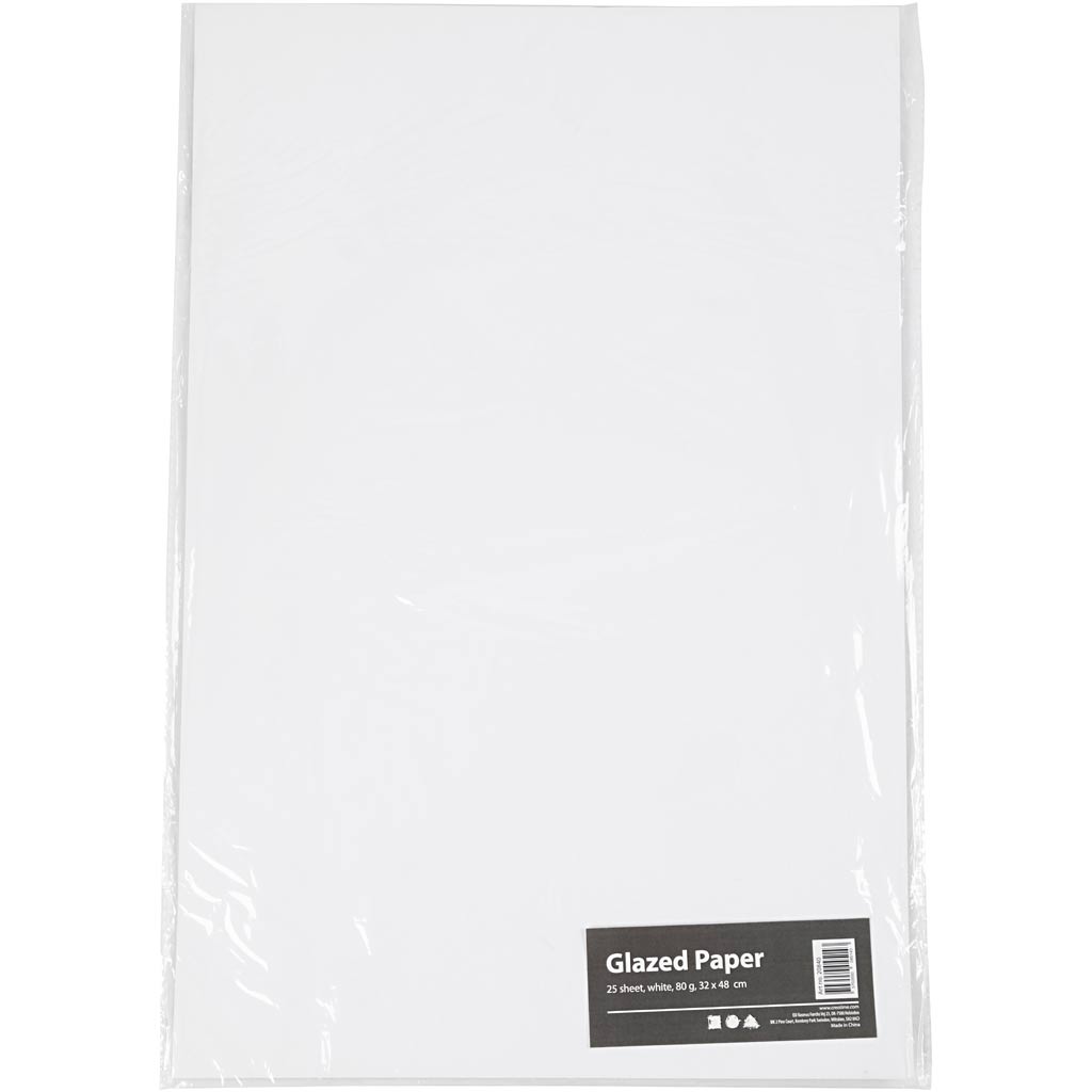 Creativ Company Glanzpapier, Blatt 32x48 cm, 80 gr, weiß, 25 Blatt 1 Karton