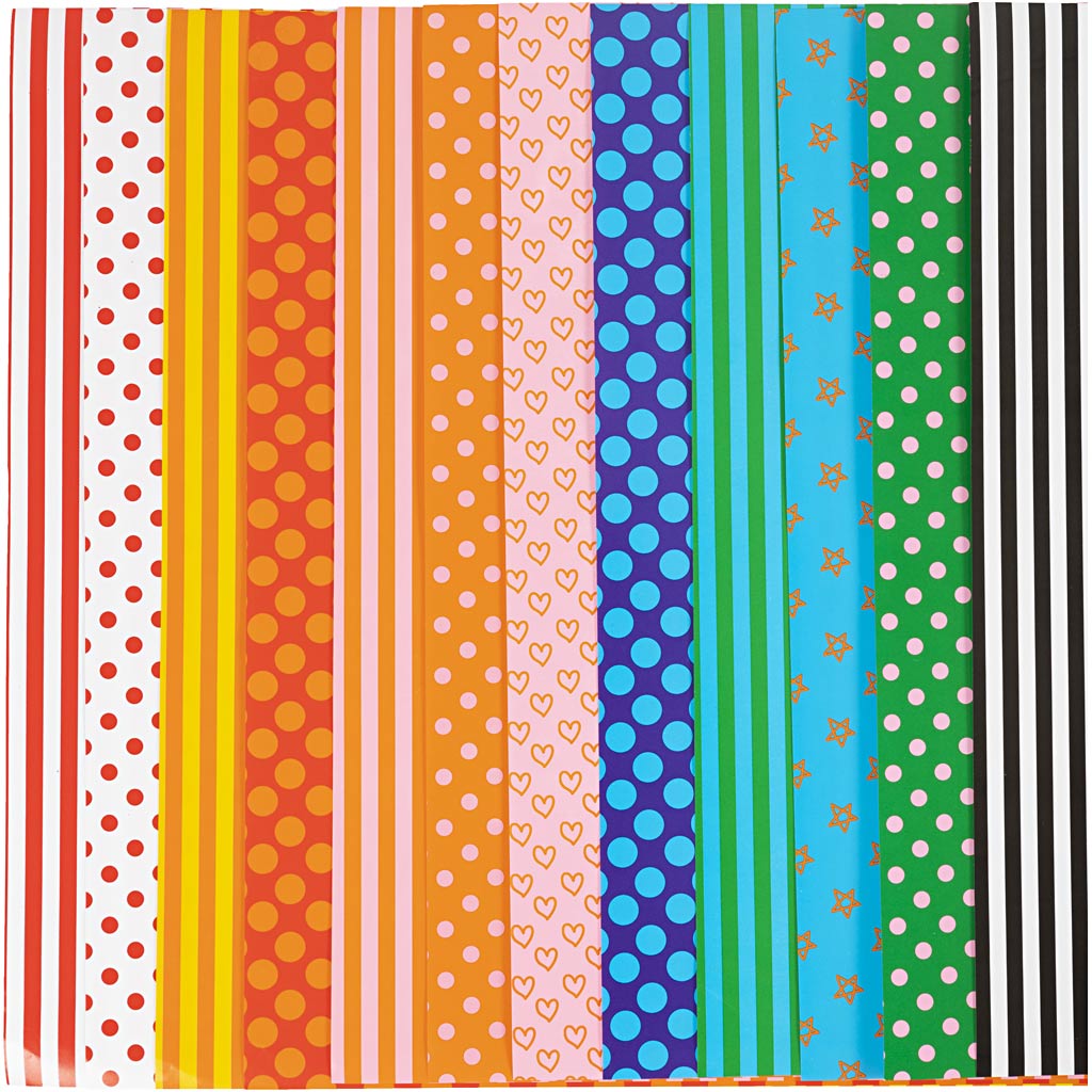 Creativ Company Glanzpapier, Muster, Blatt 32x48 cm, 80 gr, verschiedene Farben, 100 div. Blätter 1 Karton