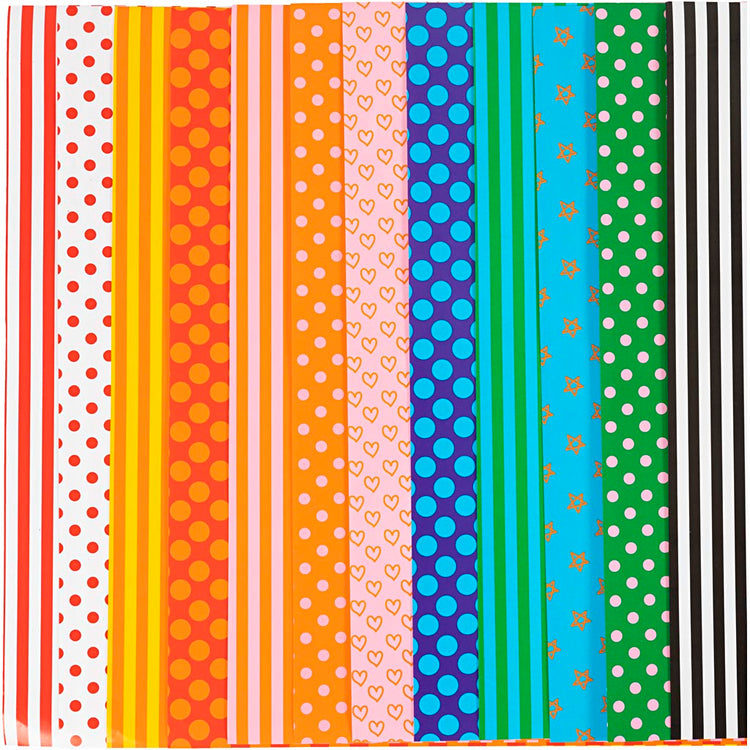 Creativ Company Glanzpapier, Muster, Blatt 32x48 cm, 80 gr, verschiedene Farben, 100 div. Blätter 1 Karton
