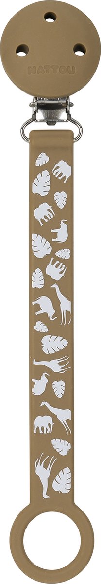 Nattou Silikon - Schnullerkette mit Universalbefestigung - 21 cm - Mokkamuster