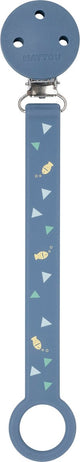 Nattou Silikon - Schnullerkette mit Universalbefestigung - 21 cm - dunkelblaues Muster