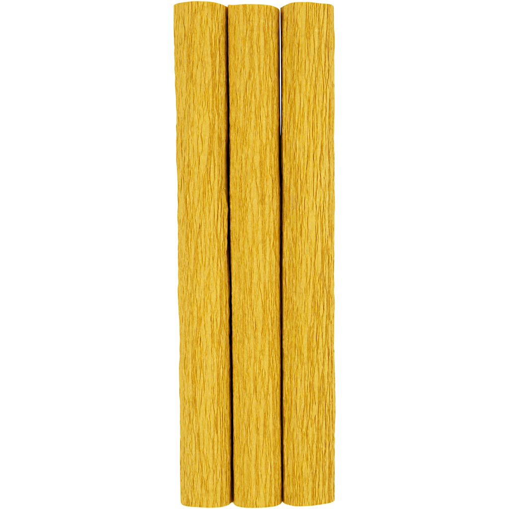 Creativ Company Krepppapier, Blatt 25 x 60 cm, Kreppverhältnis: 180 %, 105 g, Curry, 3 Blatt 1 Karton