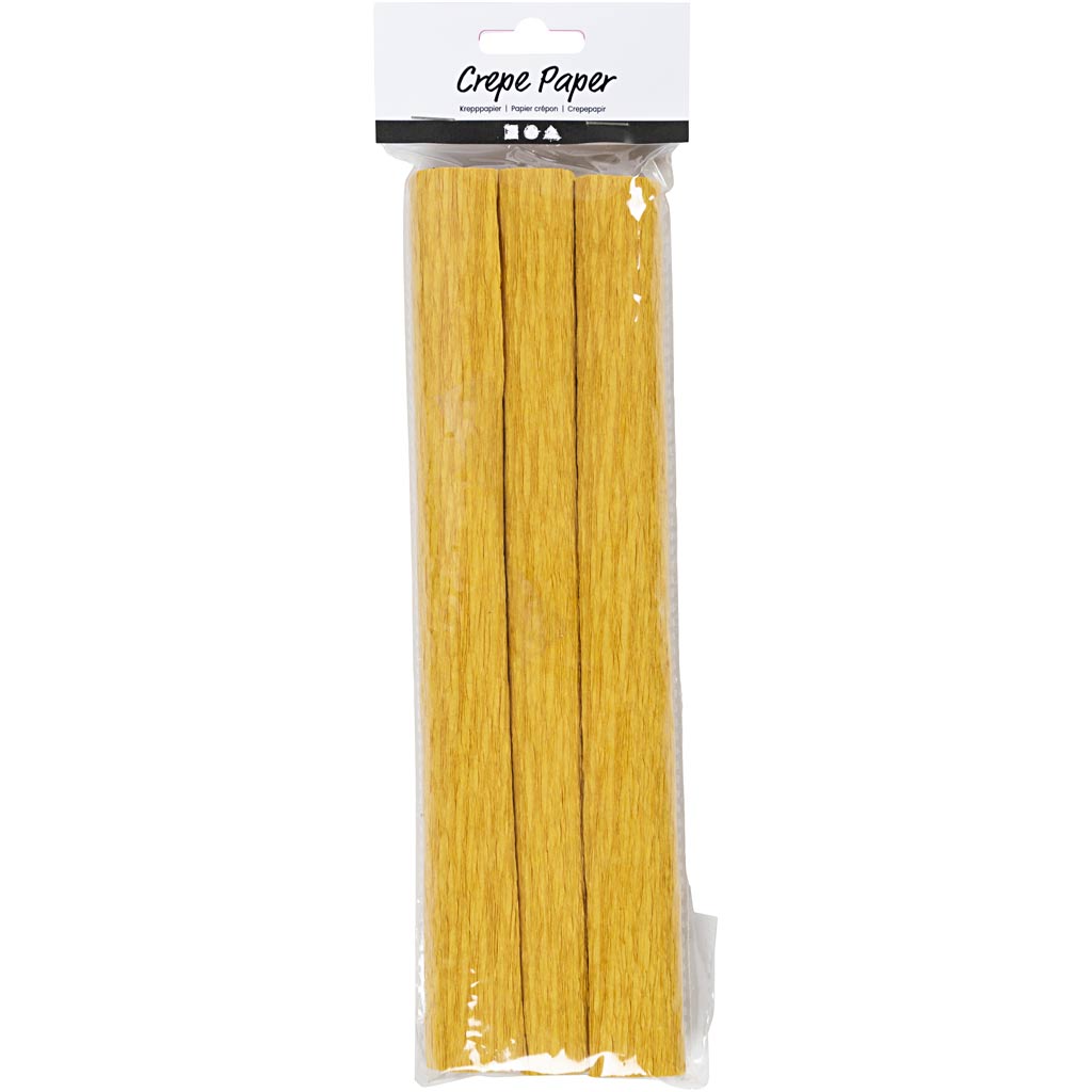 Creativ Company Krepppapier, Blatt 25 x 60 cm, Kreppverhältnis: 180 %, 105 g, Curry, 3 Blatt 1 Karton