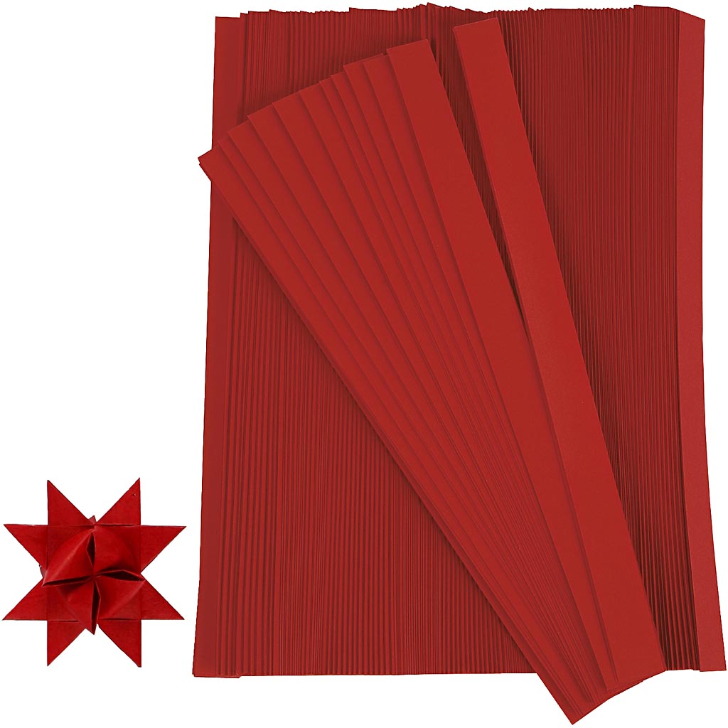 Creativ Company Braid Strips, L: 45 cm, d 4,5 cm, B: 10 mm, rot, 500 Streifen 1 Box