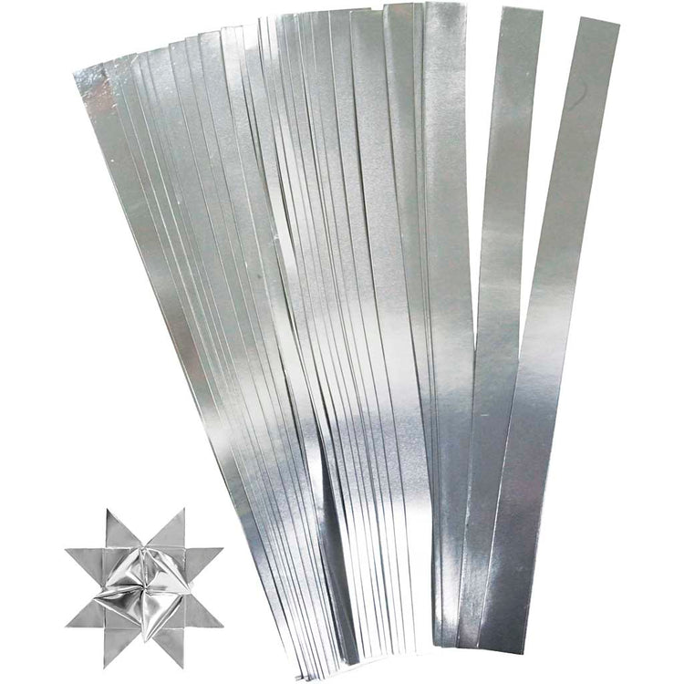 Creativ Company Braid Strips, L: 45 cm, B: 15 mm, D 6,5 cm, Silber, 100 Streifen 1 Box