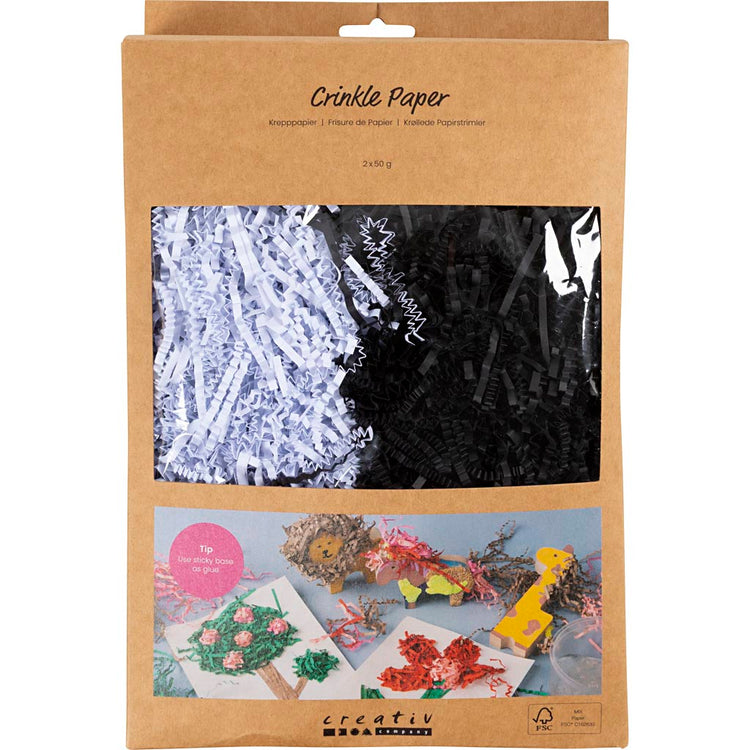 Creativ Company Knisterpapier, L: 25-30 cm, B: 3 mm, schwarz, weiß, 2x50 g 1 Box