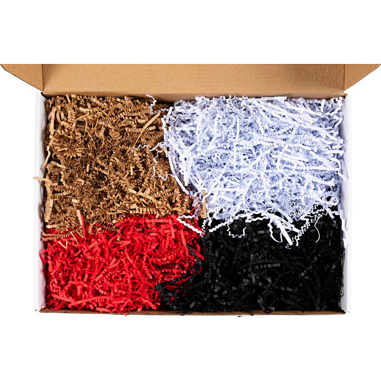 Creativ Company Knisterpapier, L: 25-30 cm, B: 3 mm, schwarz, braun, rot, weiß, 4x100 g 1 Box