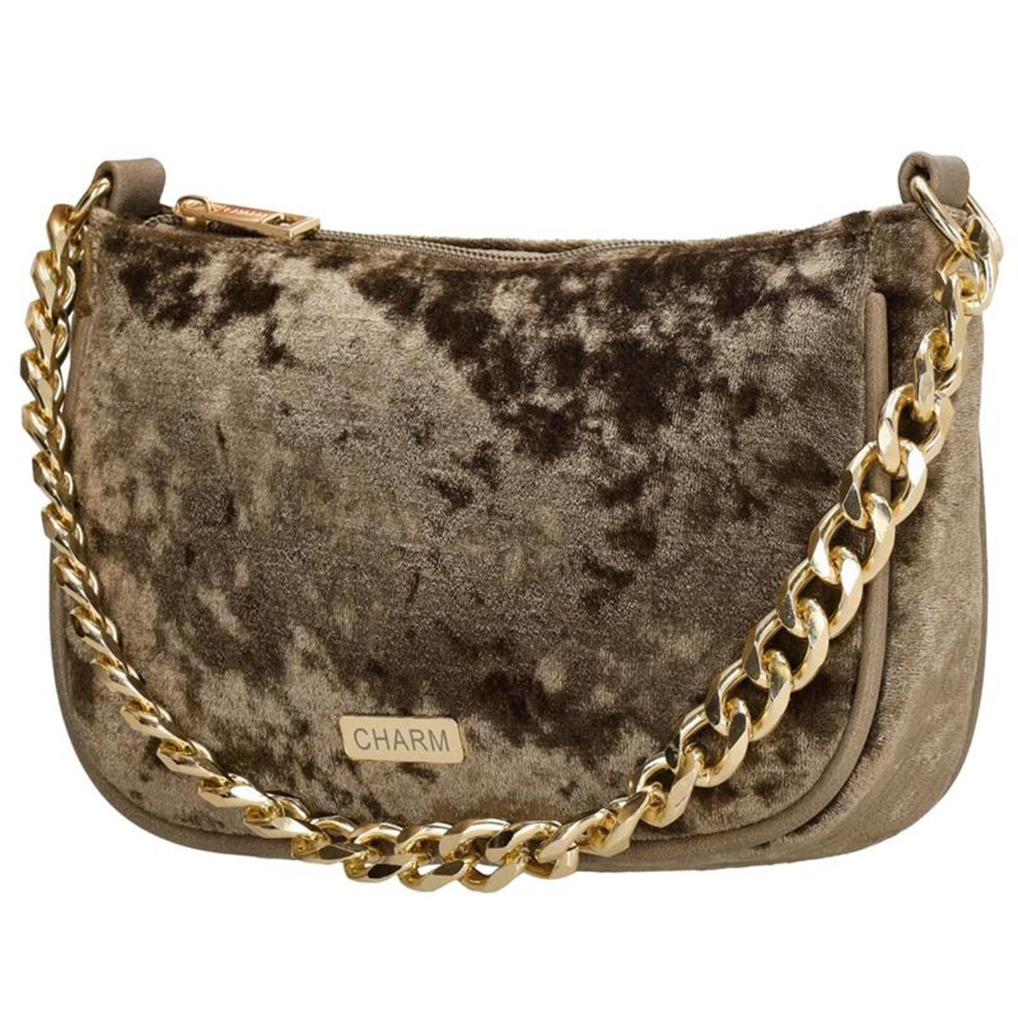 Charm London Samt-Umhängetasche Bronze