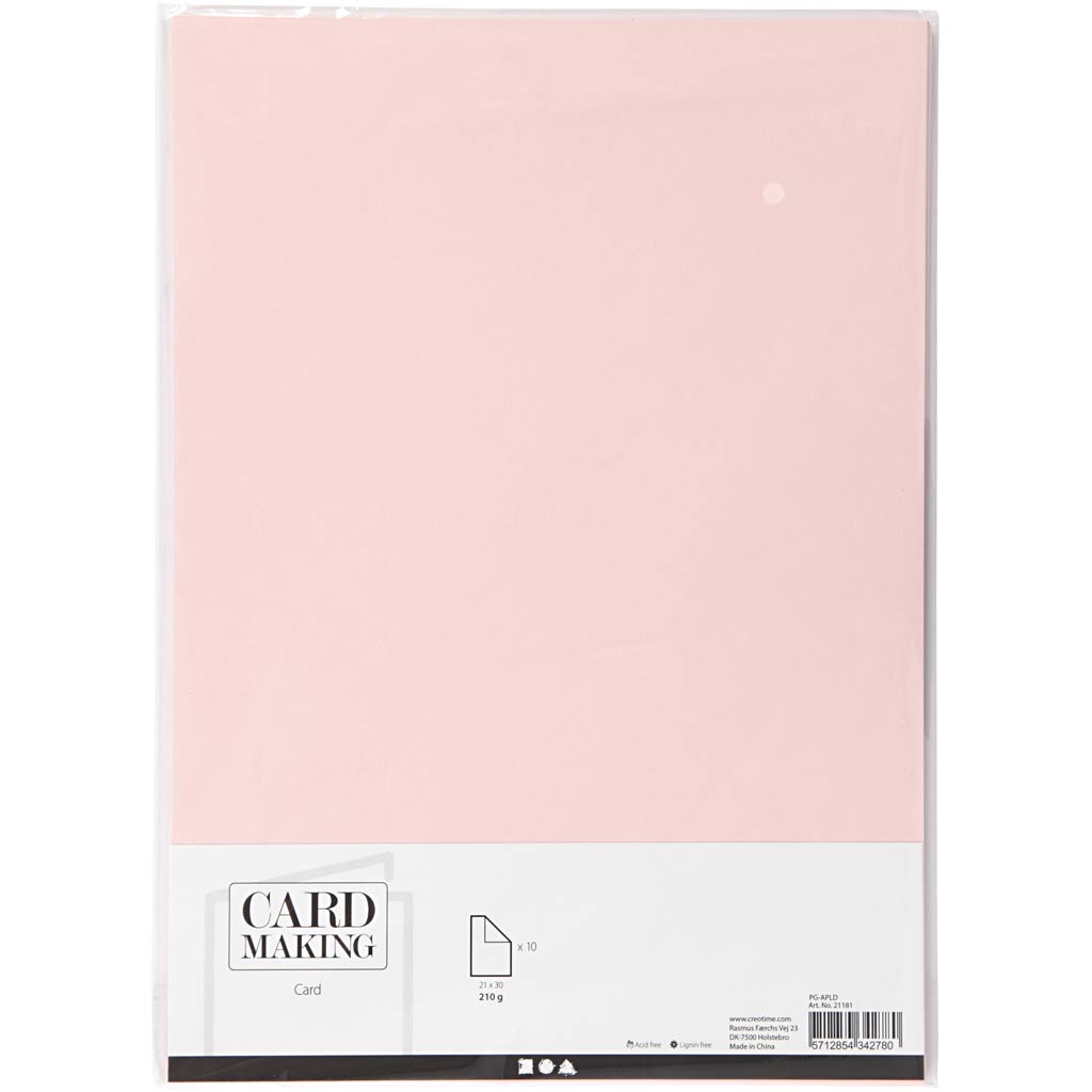 Creativ Firmenkarton, A4, Blatt 210x297 mm, 210 g, hellrosa, 10 Blatt 1 Karton