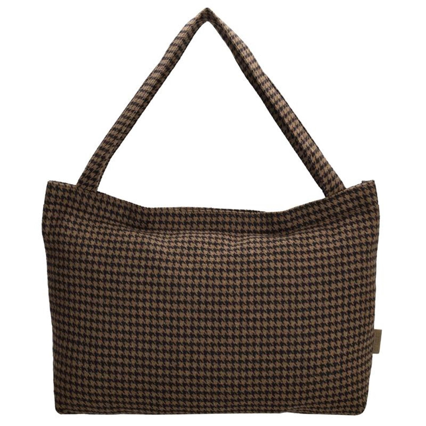 Brauner Beagles-Shopper mit Hahnentrittmuster