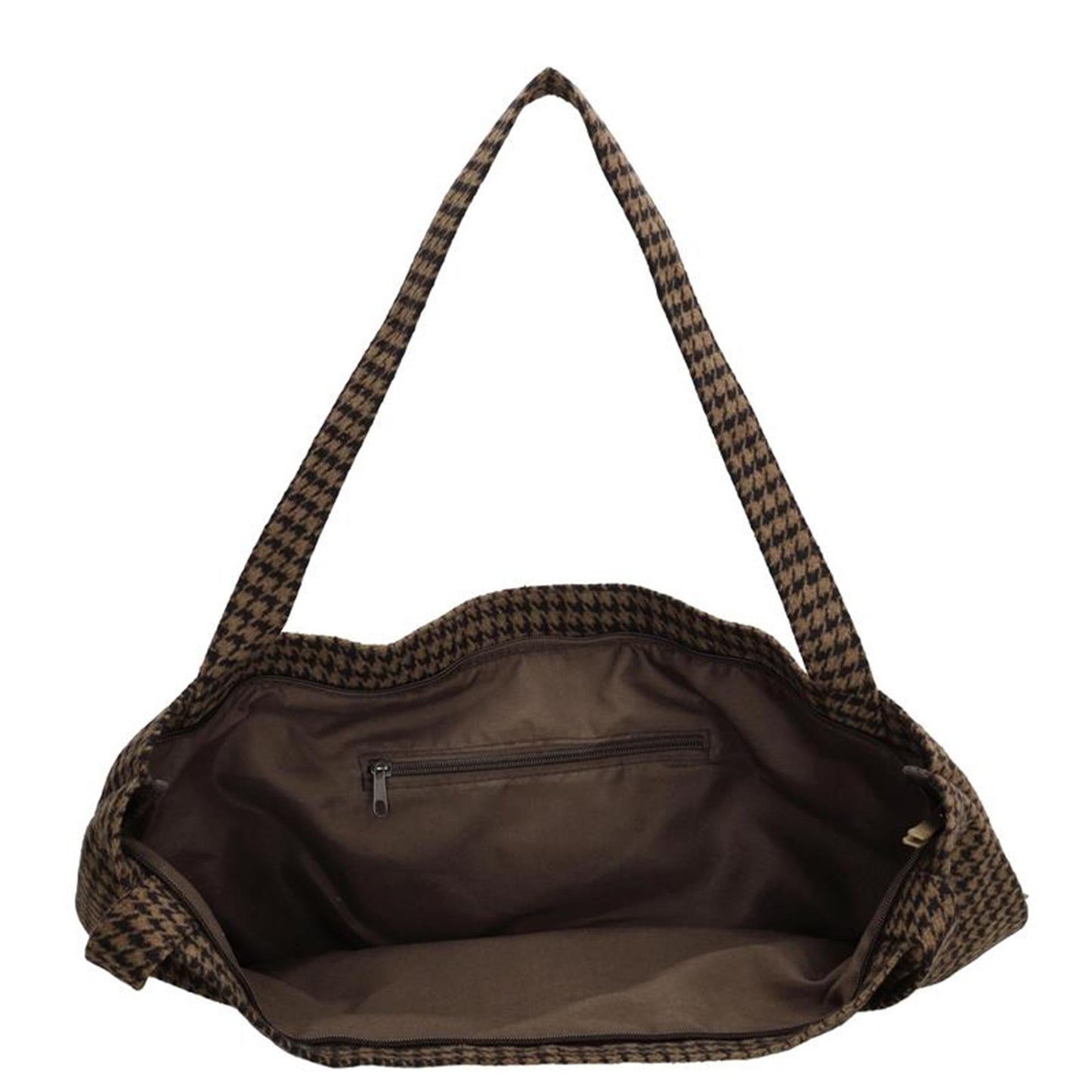 Brauner Beagles-Shopper mit Hahnentrittmuster