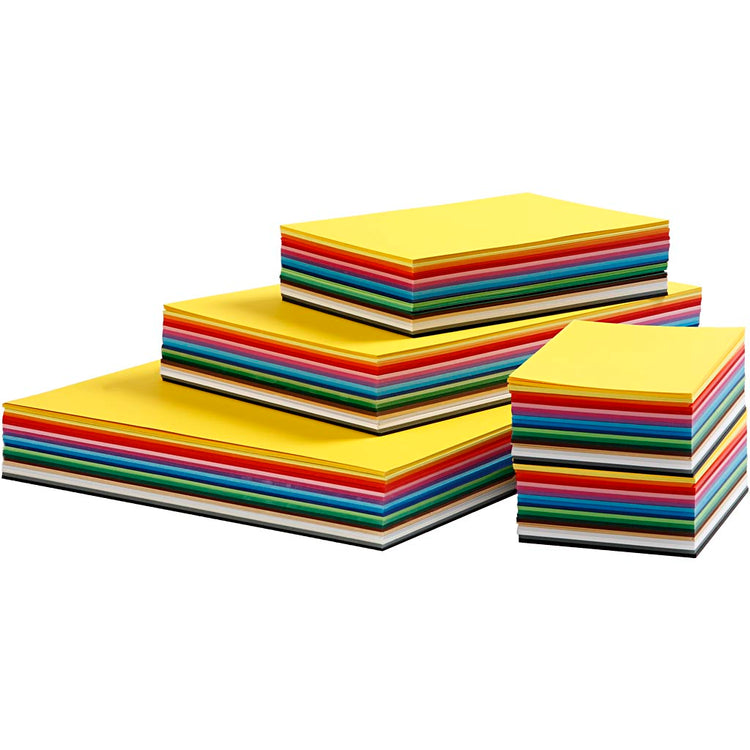 Colortime farbiger Karton, A3, A4, A5, A6, 180 g, verschiedene Farben, 1500 verschiedene Blätter, 1 Karton