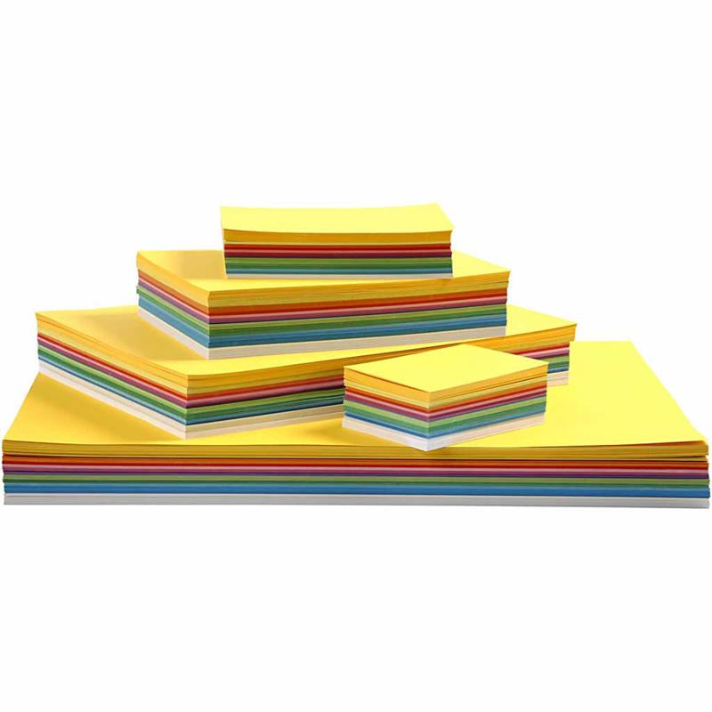 Federkarton, A2, A3, A4, A5, A6, 180 g, verschiedene Farben, 1800 verschiedene Blätter 1 Karton