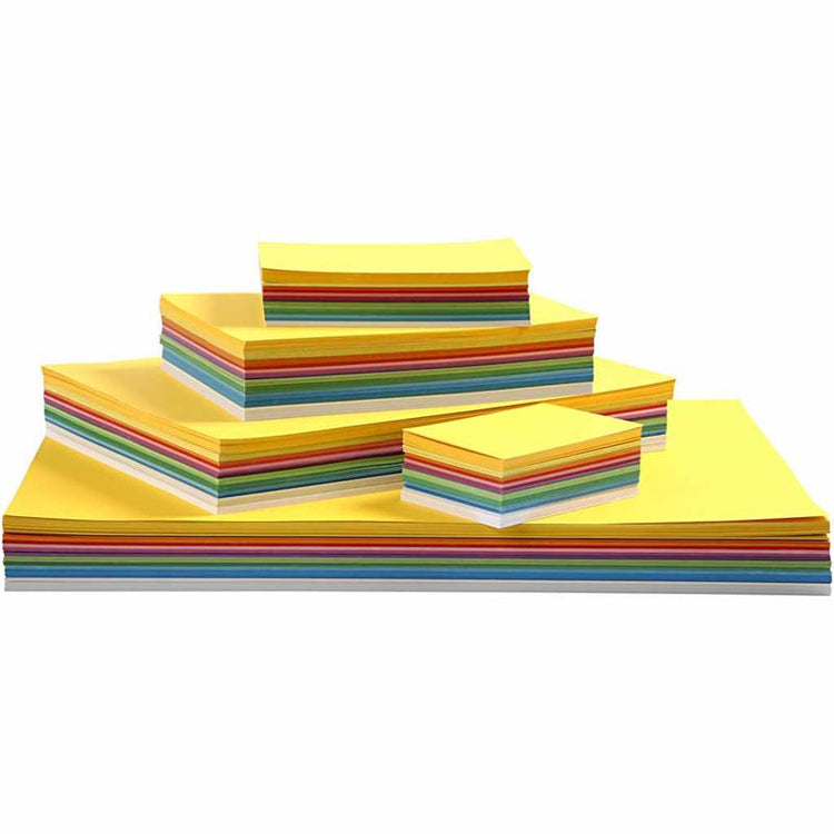 Federkarton, A2, A3, A4, A5, A6, 180 g, verschiedene Farben, 1800 verschiedene Blätter 1 Karton