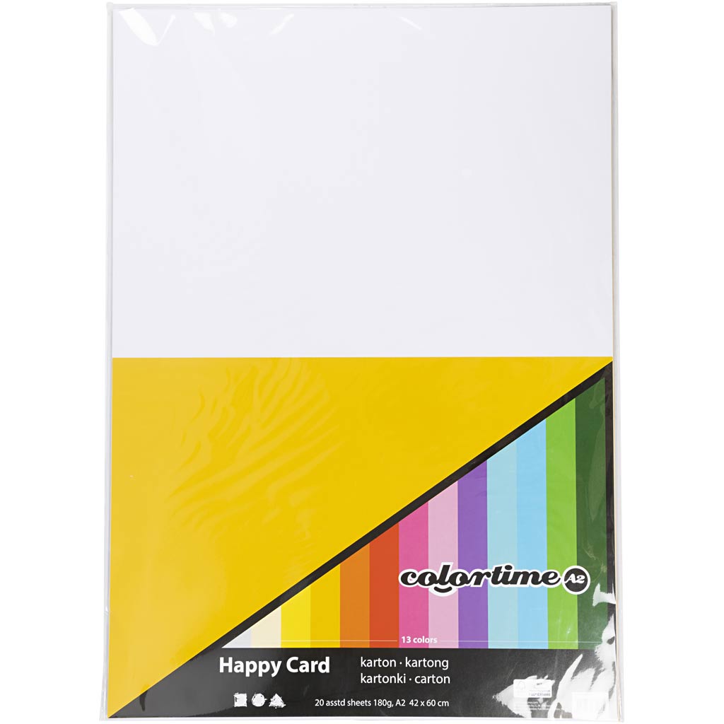 Colortime Frühlingskarton, A2, Blatt 420x594 mm, 180 gr, verschiedene Farben, 20 verschiedene Blätter 1 Karton