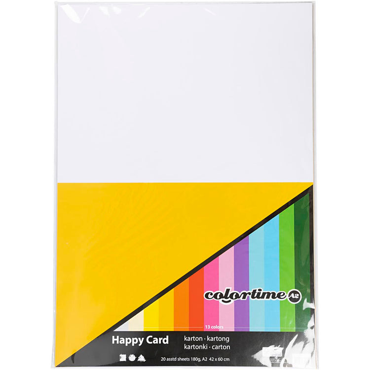 Colortime Frühlingskarton, A2, Blatt 420x594 mm, 180 gr, verschiedene Farben, 20 verschiedene Blätter 1 Karton