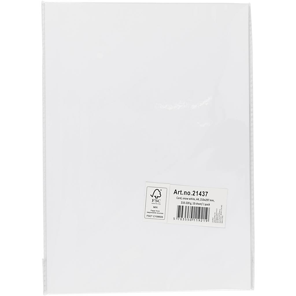 Creativ Company Cardboard White A4 210-220G, 10 Blätter