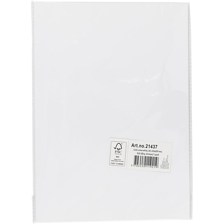 Creativ Company Cardboard White A4 210-220G, 10 Blätter
