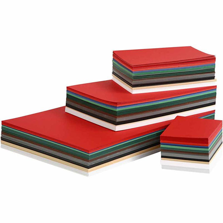 Colortime Weihnachtskarton, A3, A4, A5, A6, 180 g, verschiedene Farben, 1500 Blatt, 1 Karton