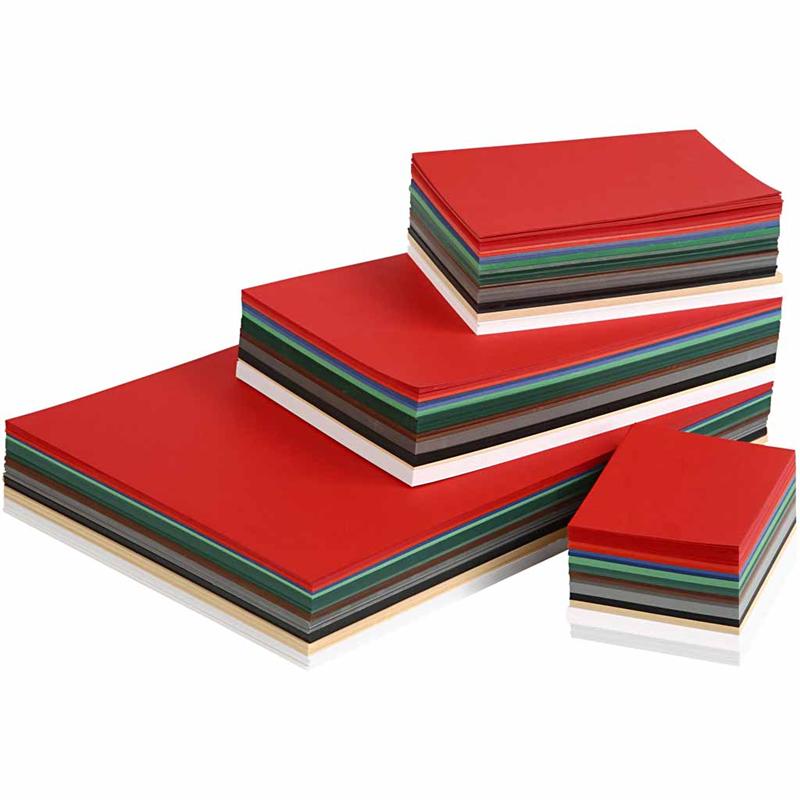 Colortime Weihnachtskarton, A3, A4, A5, A6, 180 g, verschiedene Farben, 1500 Blatt, 1 Karton