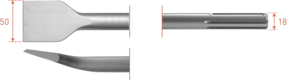 Rotec SDS Max Fliesenmeißel 50 x 300 mm