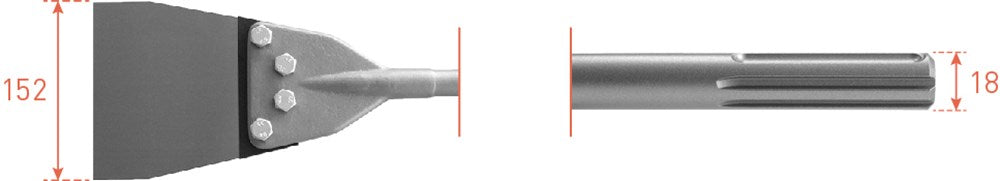 Rotec SDS Max Spachtelmeißel 152 x 630 mm