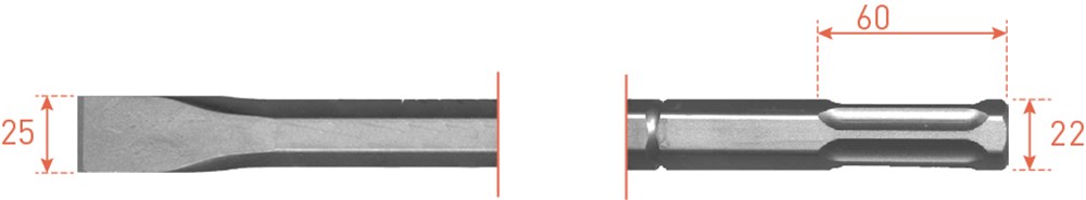 Rotec Flachmeißel 25x360mm 6k-22mm für Hilti te-s
