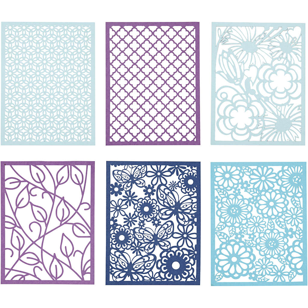 Creativ Company Kartonblock, A6, Blatt 104x146 mm, 200 g, blau, hellblau, dunkelblau, lila, 24 Stück 1 Karton