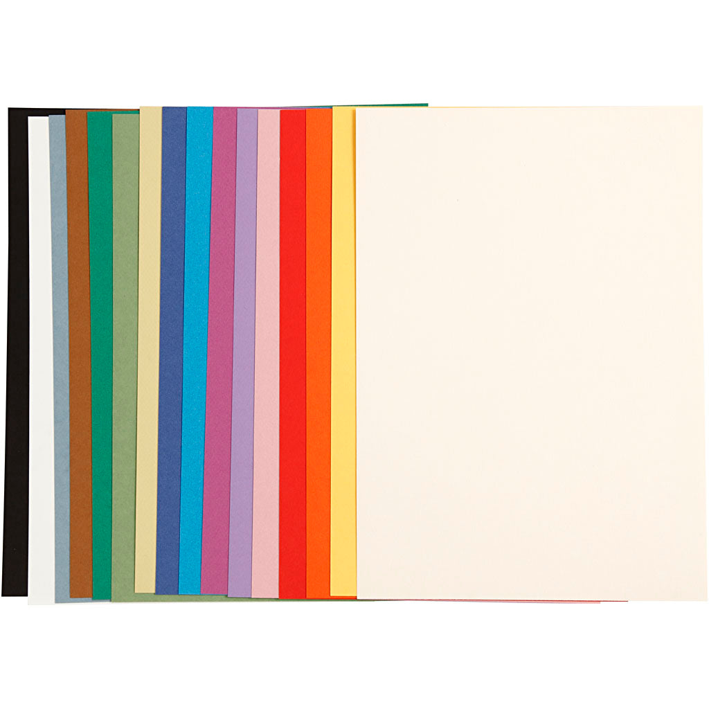 Creativ Company Französischer Karton, A4, Blatt 210x297 mm, 160 gr, verschiedene Farben, 16 div. Blätter 1 Karton