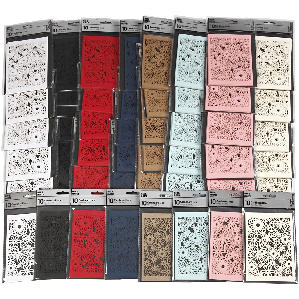 Creativ Company gemusterter Karton, Blatt 10,5x15 cm, 200 gr, verschiedene Farben, 8x10 Karton 1 Karton