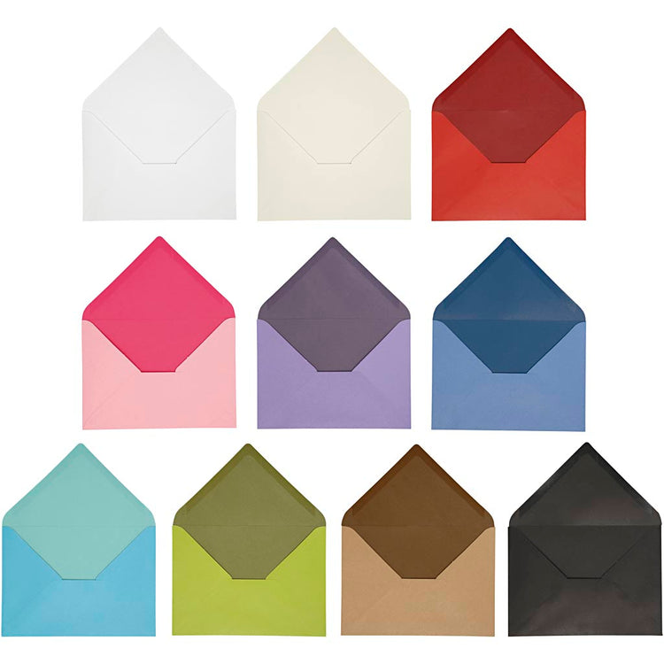 Umschläge der Firma Creativ, Umschlagmaße 11,5x16 cm, Inhalt kann variieren, 100 gr, verschiedene Farben, 30 Kartons 1 Karton