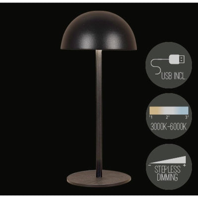 Anna's Collection wiederaufladbare Tischlampe USB schwarz 9,5x22cm