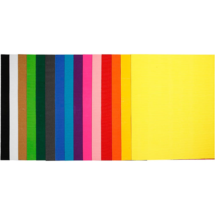 Creativ Company Wellpappe, Blatt 50x70 cm, 80 gr, verschiedene Farben, 15 Blatt 1 Karton