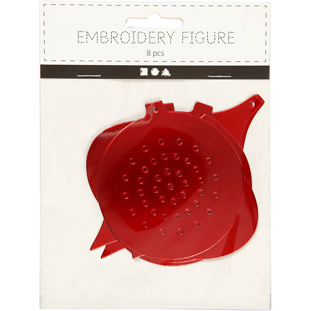 Creativ Company Kreuzstichkarton, Kirschdekor, H: 8,5-12 cm, Lochgröße 3 mm, Metallic-Rot, 8 Stück 1 Box