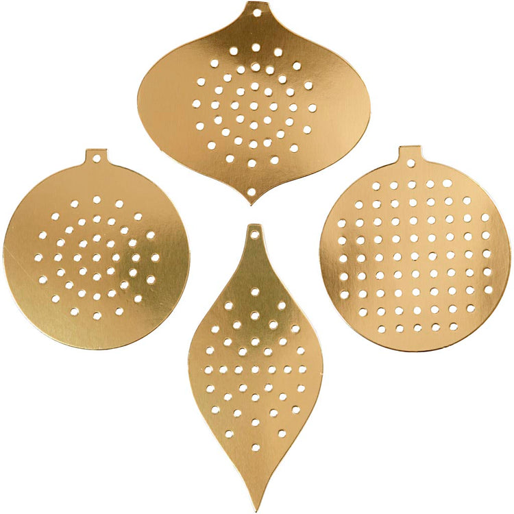 Creativ Company Kreuzstichkarton, Kirschdekor, H: 8,5-12 cm, Lochgröße 3 mm, Metallic-Gold, 8 Stück 1 Box