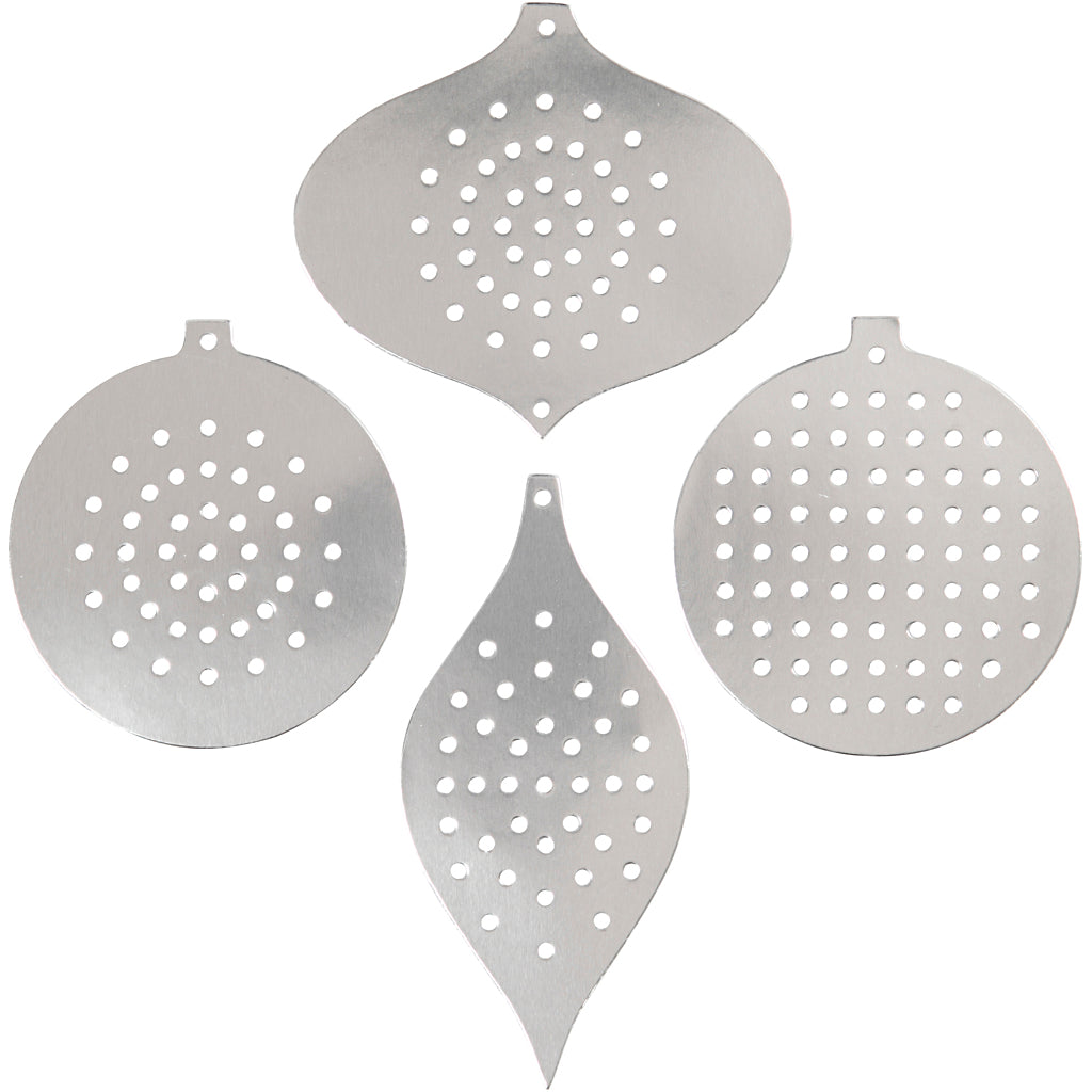 Creativ Company Kreuzstichkarton, Kirschdekor, H: 8,5-12 cm, Lochgröße 3 mm, Metallic-Silber, 8 Stück 1 Box