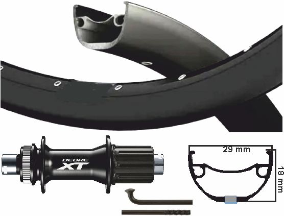 KGS Shimano XT Hinterrad 28 29 Zoll (622) Schwarz 8-11 Geschwindigkeitszentrum durch Axxle