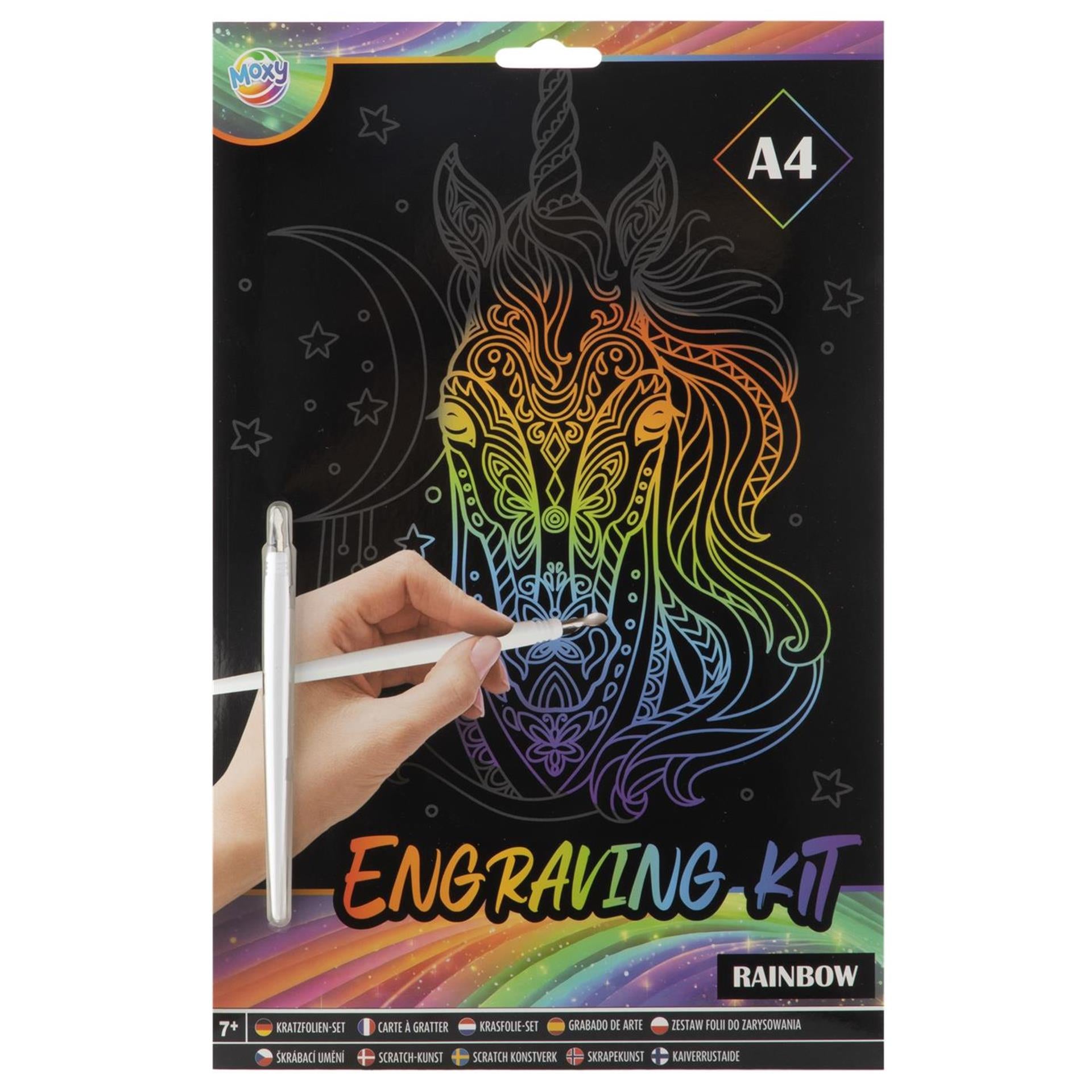 Moxy Kratzkunstset A4 Regenbogen Silber Gold