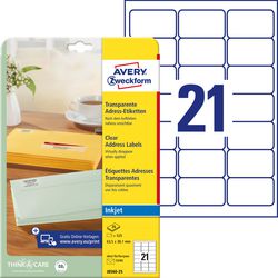 Transparente Inkjet-Etiketten Quickpeel J8560-25 63,5 x 38,1 mm