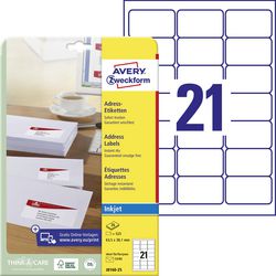 Schnelltrocknende Tintenstrahletiketten Avery J8160-25 63,5 x 38,1 mm