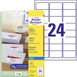 Schnelltrocknende Tintenstrahletiketten Avery J8159-25 63,5 x 33,9 mm