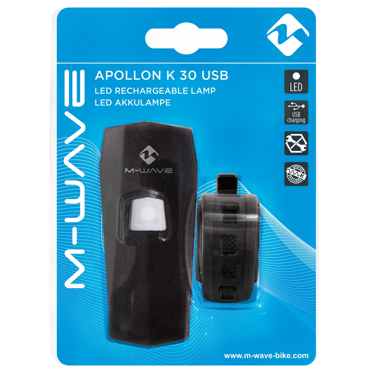 M-Wave-Scheinwerfer Apollon K30 USB LED Black